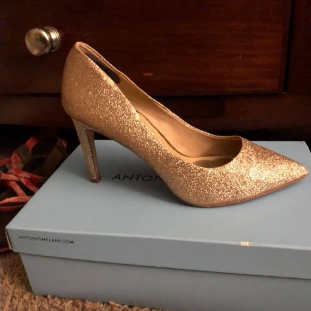 Antonio melani gold sparkle heels